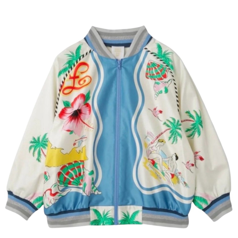 Anna Sui Florida Cotton Sateen Printed Bomber Jacket -HARD TO FIND - Size LARGE - Picture 2 of 5